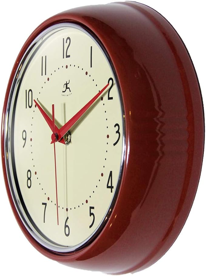 Infinity Instruments LTD. Retro 9 inch Silent Sweep Non-Ticking Mid Century - Image 3