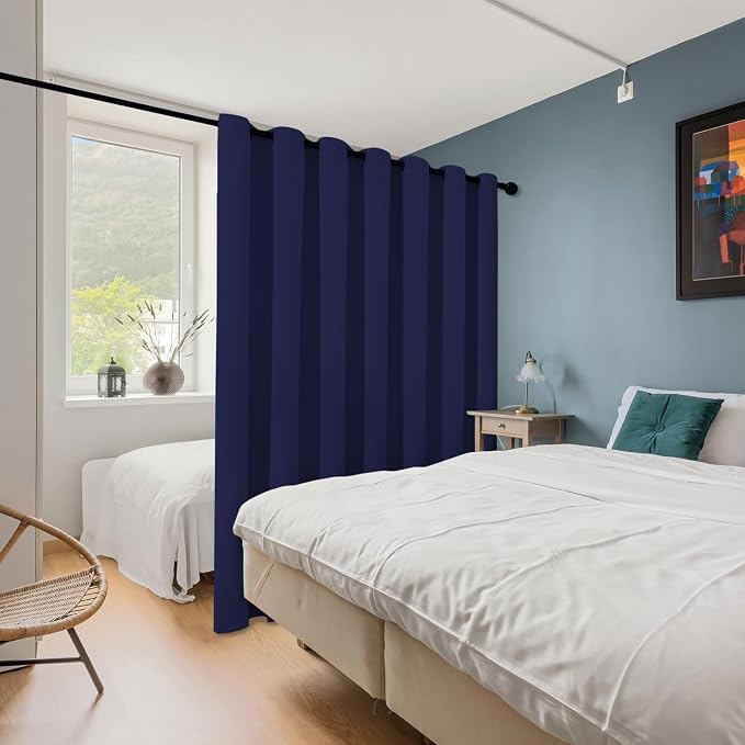 ChrisDowa Room Divider Curtain 90 Inches Long, Wide Blackout Sliding Door - Image 2