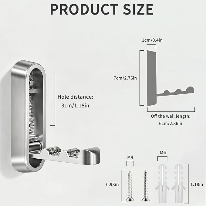 6PCS Foldable Wall Hooks, Zinc Alloy Flip Down Hooks, Retractable Wall Hooks - Image 8