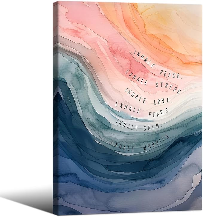 Mental Health Poster Inhale Exhale Meditation Wall Art 16x24 inch Framed by Medpol
