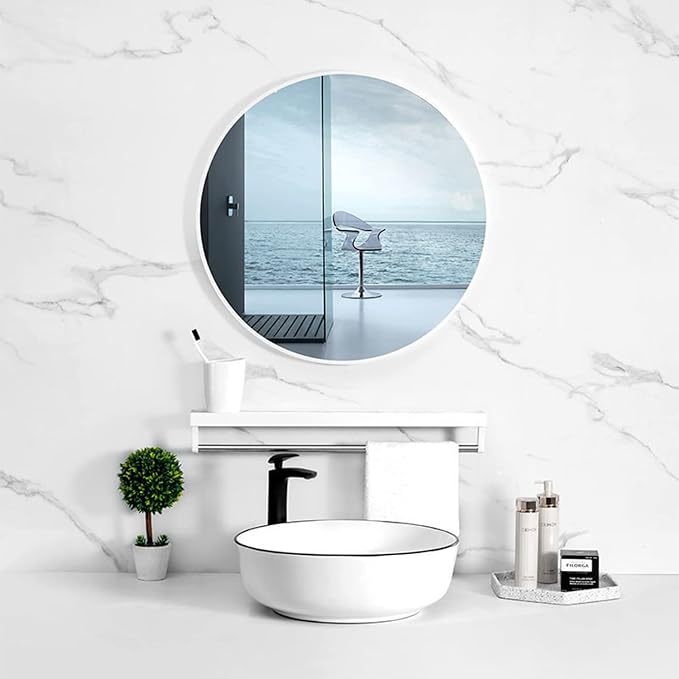 12'' Round Wall Mirror Tiles High Clear Reflecticon Self Adhesive Acrylic - Image 6