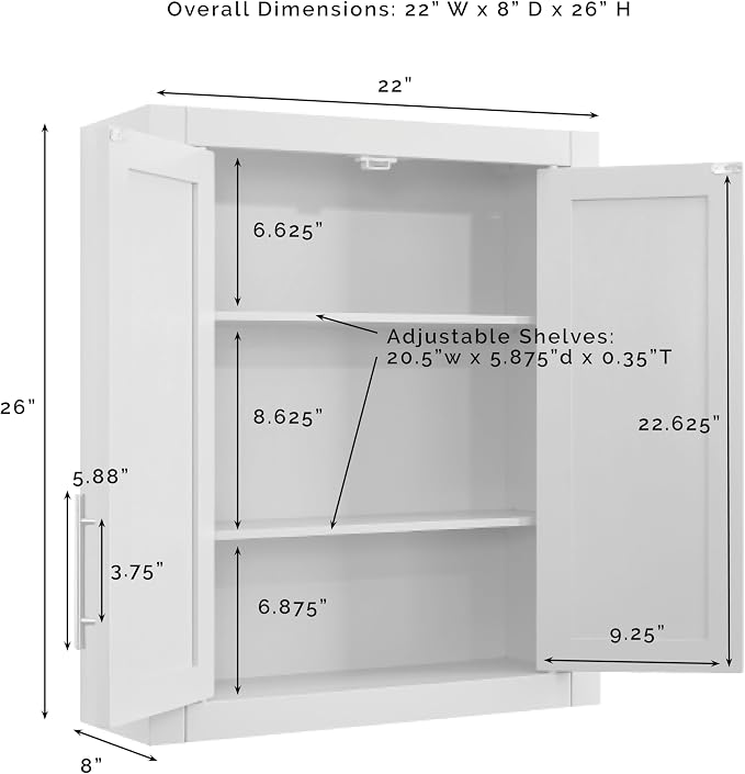 Crosley Furniture Savannah 3-Piece Wall Storage Cabinet, Cabinets - Image 7