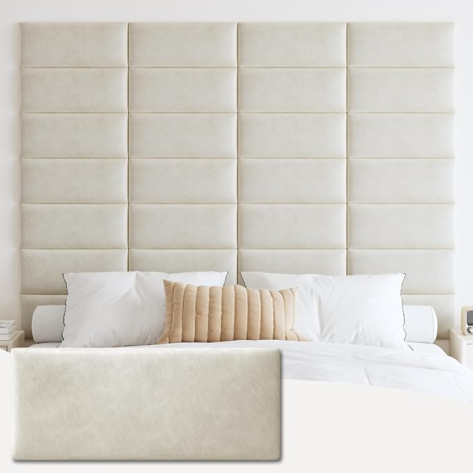 IFNOW Wall Mounted Upholstered Headboard Queen, 3D Peel and Stick Soundproof by IFNOW