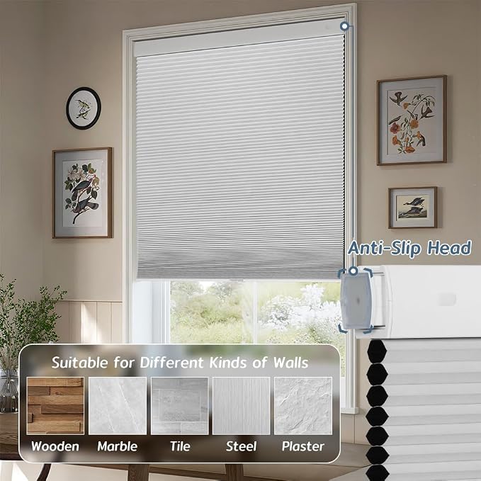 SEEYE No Drill Cordless Cellular Shades, Thermal Insulated Noise Reduction - Image 2