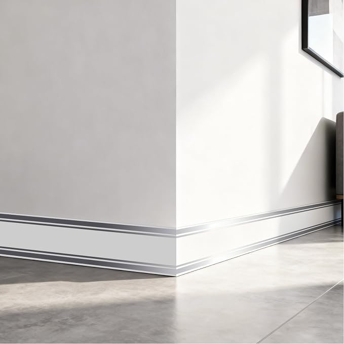 Thick Peel and Stick Baseboard Trim, 3.93" x 196.8" Wallpaper Borders, PVC+XPE - Image 4