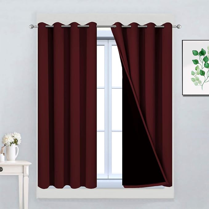 Yakamok 100% Blackout Curtains for Bedroom, Thermal Insulated 2-Layer Lined by Yakamok