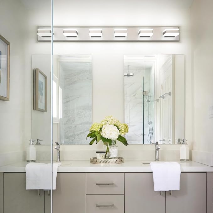 SOLFART LED Modern Bathroom Vanity Lights Over Mirror, Brushed Nickel Vanity - Image 7