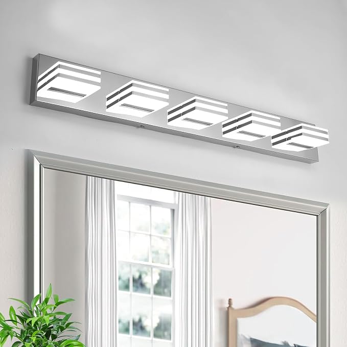 LED Vanity Lighting 30W Lights for Mirror 5 Light Bath Wall Lamps 34 Inch by BrightUpHomeWithLight