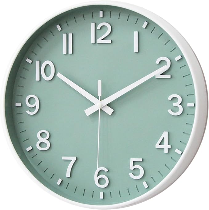 HZDHCLH Green Wall Clocks Battery Operated, 12 inch Silent Non Ticking Modern - Image 2