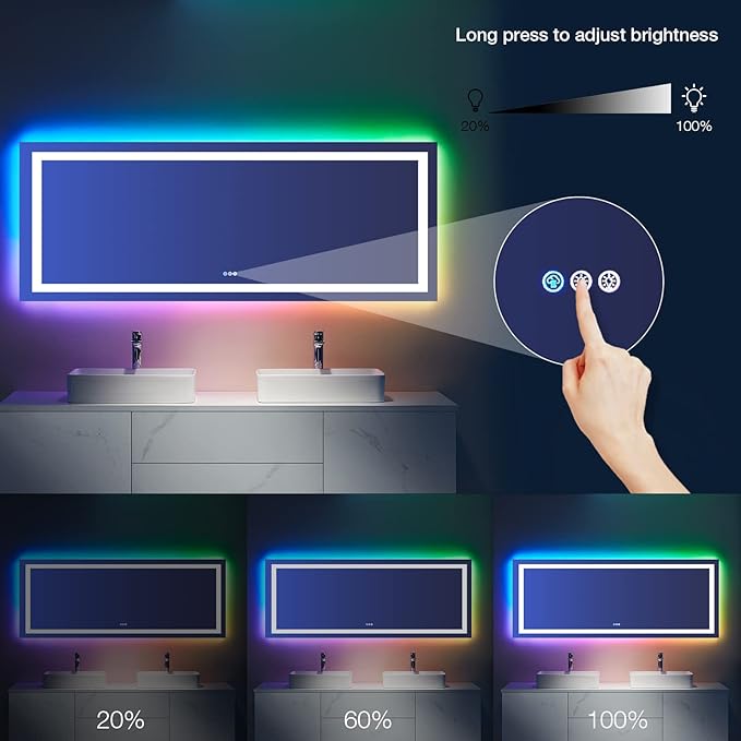LOAAO 84"X40" LED Bathroom Mirror - Image 5