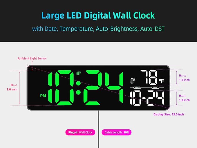 Large LED Digital Wall Clock - Image 3