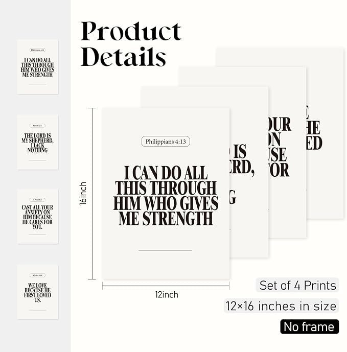 Locomiss Black and White Christian Wall Art Decor Posters, Modern Bible Verse - Image 2