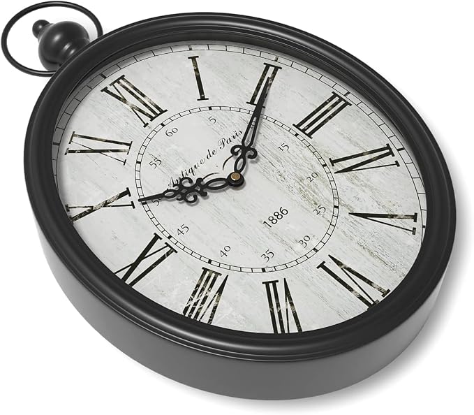 Menterry Oval Retro Wall Clock, Rustic Vintage Style, Battery Operated Silent - Image 2