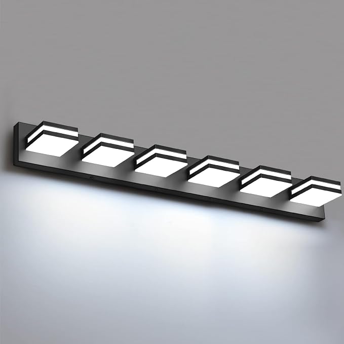 IZORRO LED Modern Bathroom Lights Fixtures, Matte Black Acrylic Wall Lighting by IZORRO