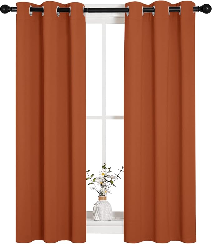 NICETOWN Burnt Orange Window Curtains Blackout Drapes, Thermal Insulated Solid - Image 2