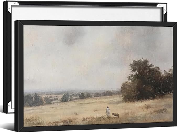 Jesus and Lamb the Lord is My Shepherd Wall Art Jesus Christian Poster 16X24 by rumlud