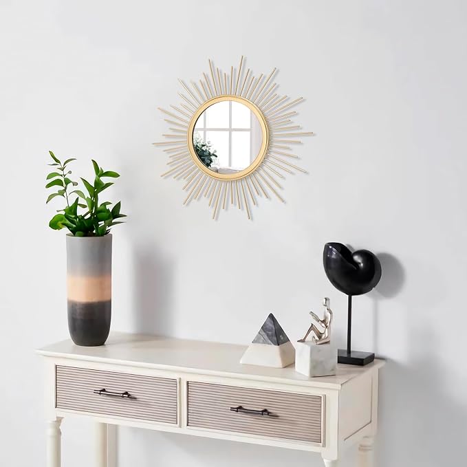 Gold Mirrors for Wall Sunburst Decor Art Mirror Bohemian Home Round Modern - Image 5