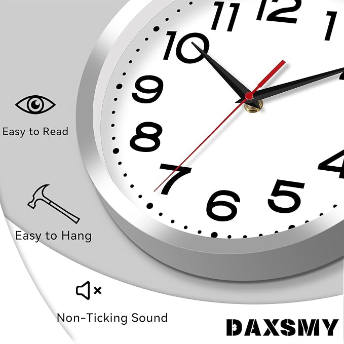 Roymnie Wall Clock Silent Non-Ticking Modern Clock Battery Operated 12 Inch - Image 7