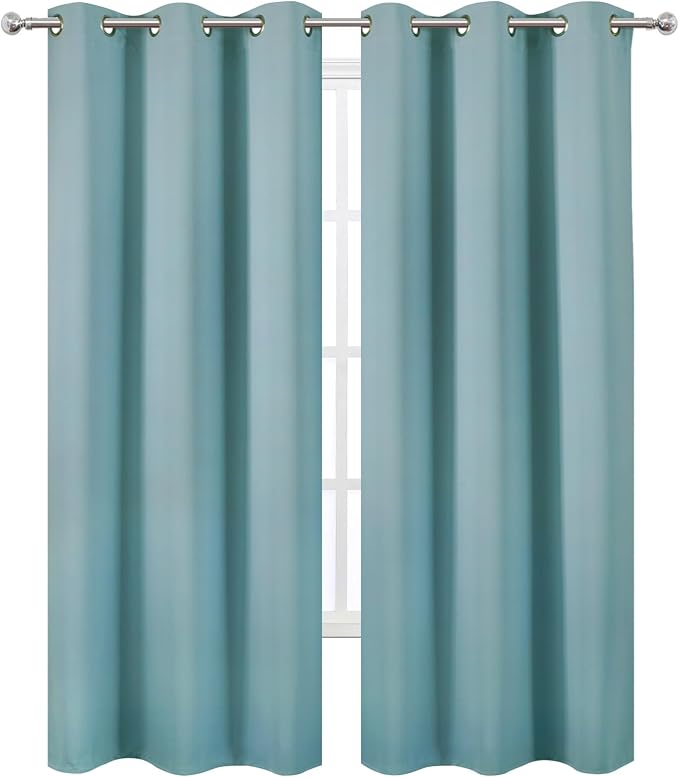 LEMOMO Stone Blue Thermal Blackout Curtains/38 x 84 Inch/Set of 2 Panels Room - Image 2