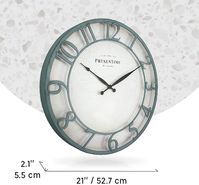 Presentime & Co 21" Farmhouse Series Wall Clock, Vintage Style, Retro Clock - Image 7