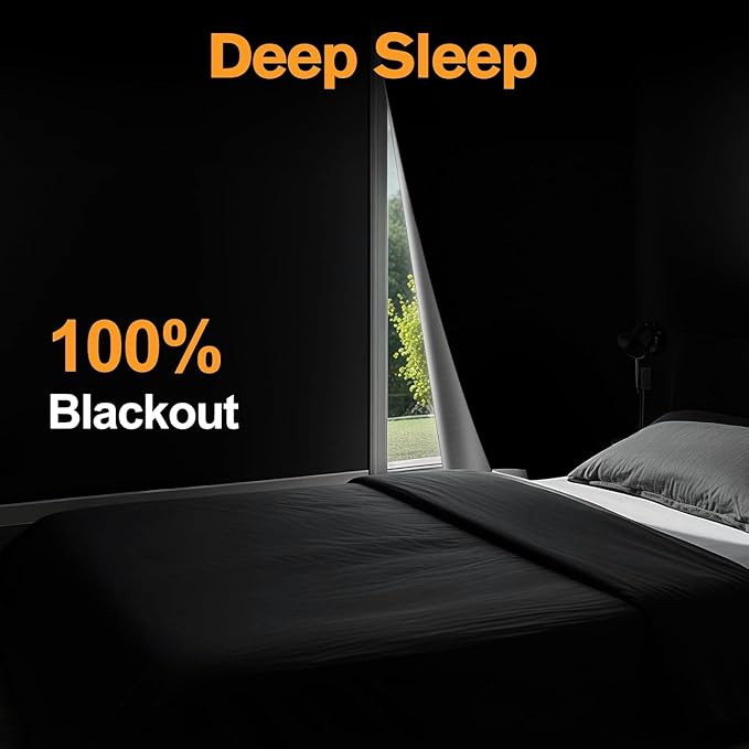 Blackout Blind，118x57 inches Portable Black Out Blinds Stick On Window - Image 2