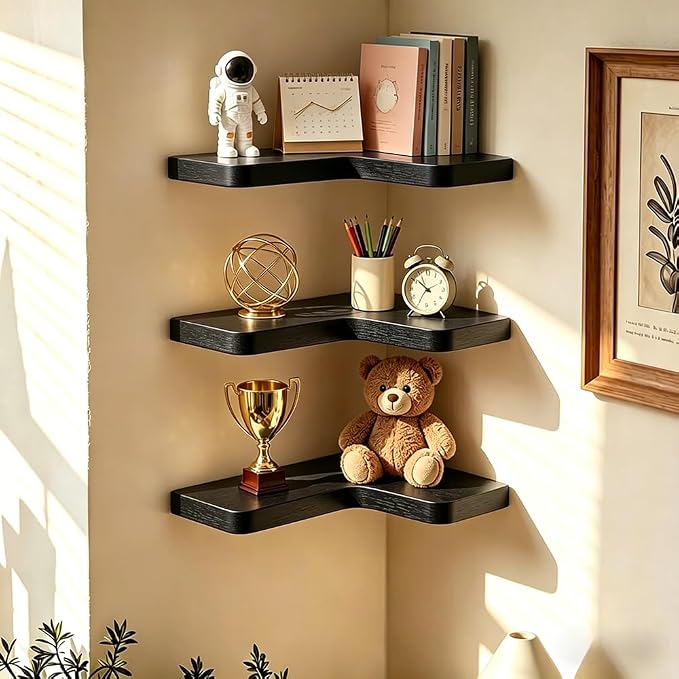 Floating Corner Shelves, Wall Shelf Set of 3, Shelves - Image 8