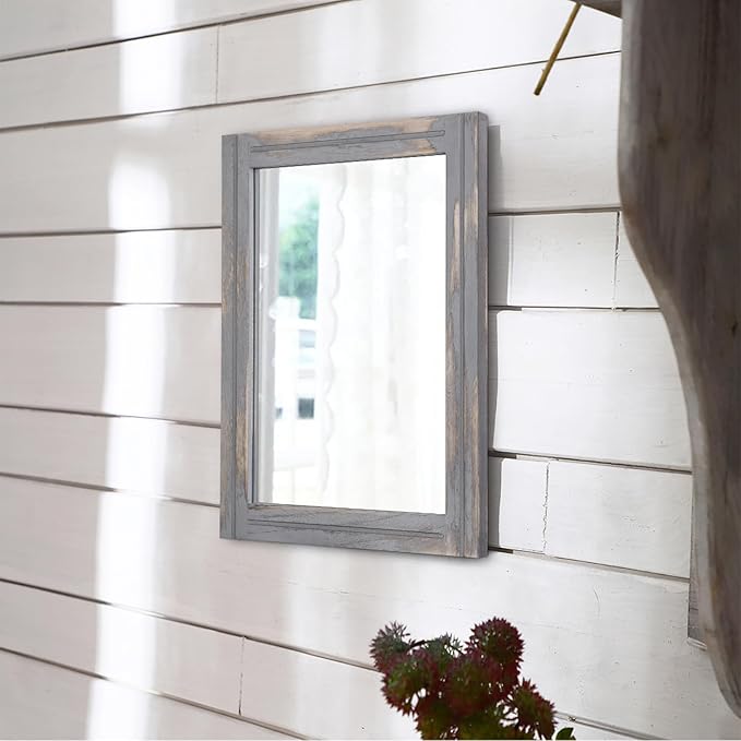 AAZZKANG Wood Framed Mirror Rectangular Rustic Wall Mirrors Decorative Small - Image 5