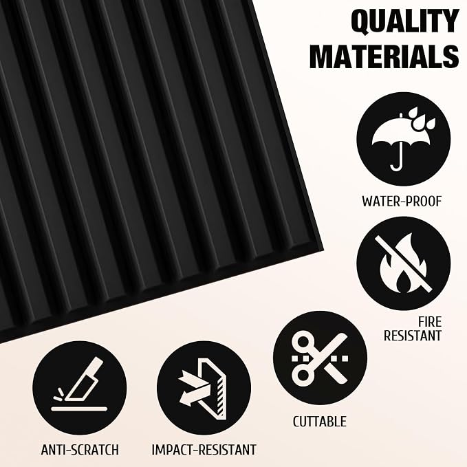 Qidejoy 33 Pcs 3D PVC Slat Wall Panels 12X12in Fluted Textured Paneling Modern - Image 4