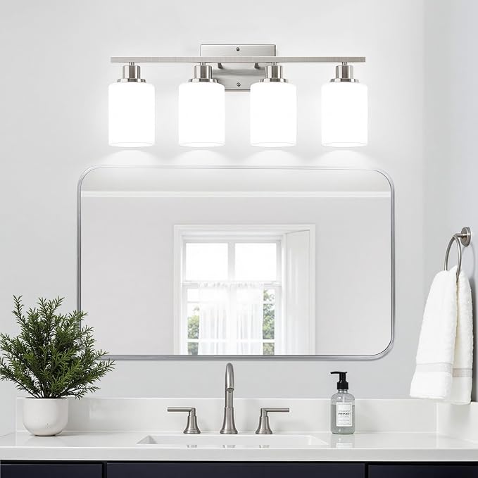 Indoi 4-Light Bathroom Light Fixtures, Brushed Nickel Vanity Lights - Image 6