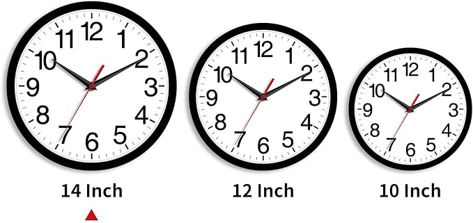 Rohioue 14 Inch Wall Clock Modern Battery Operated Silent Non Ticking Large - Image 2