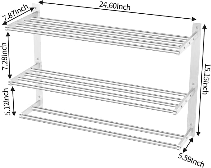 Towel Racks for Bathroom Wall 24 Inch, 3 Tier Bathroom Towel Shelf - Image 5