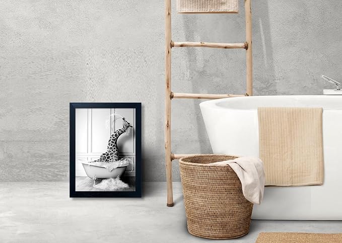 Bathroom Pictures Wall Decor Black and White Wall Art Funny Animal Canvas Print - Image 7