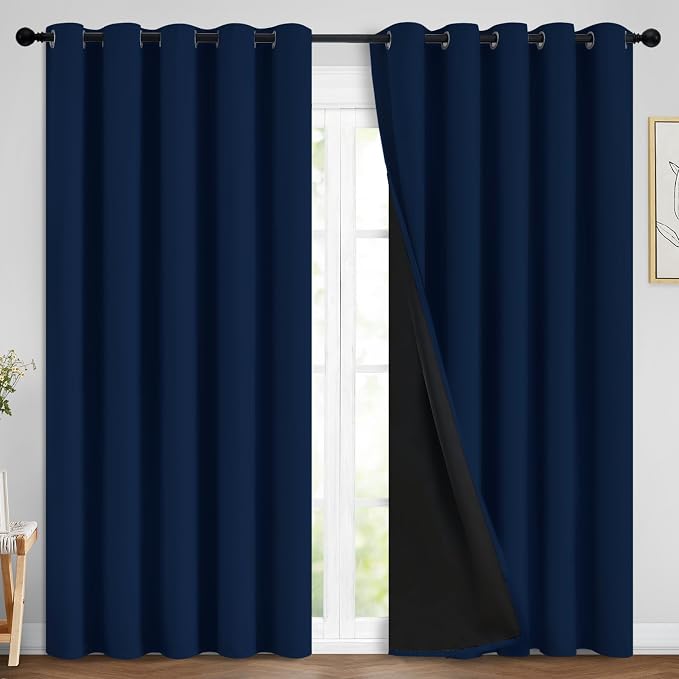 Yakamok Navy Blue 100% Blackout Curtains Energy Saving Thermal Insulated 2 by Yakamok