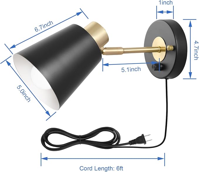 VATONI Wall Sconce Plug in, Remote Control Dimmable Wall Sconces and Adjustable - Image 7