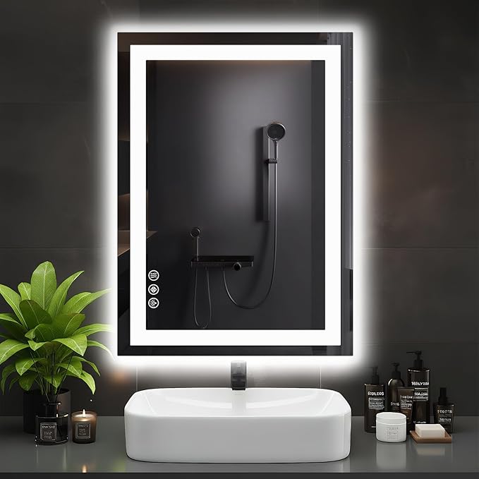 DUMOS 24.1"x32.1" LED Bathroom Mirror, Smart Anti-Fog Bathroom Vanity Mirror by DumosLifestyle