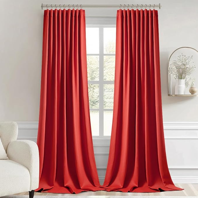MIULEE Christmas Red Back Tab Blackout Curtain 96 Inch Long 2 Panels Set - Image 9