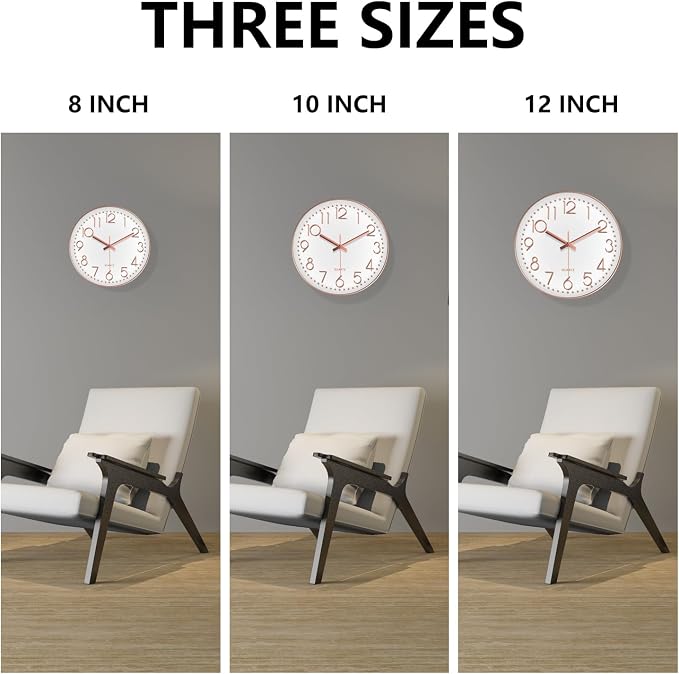 Silent Wall Clocks Battery Operated 8 Inch, Analog Wall Clock - Image 9