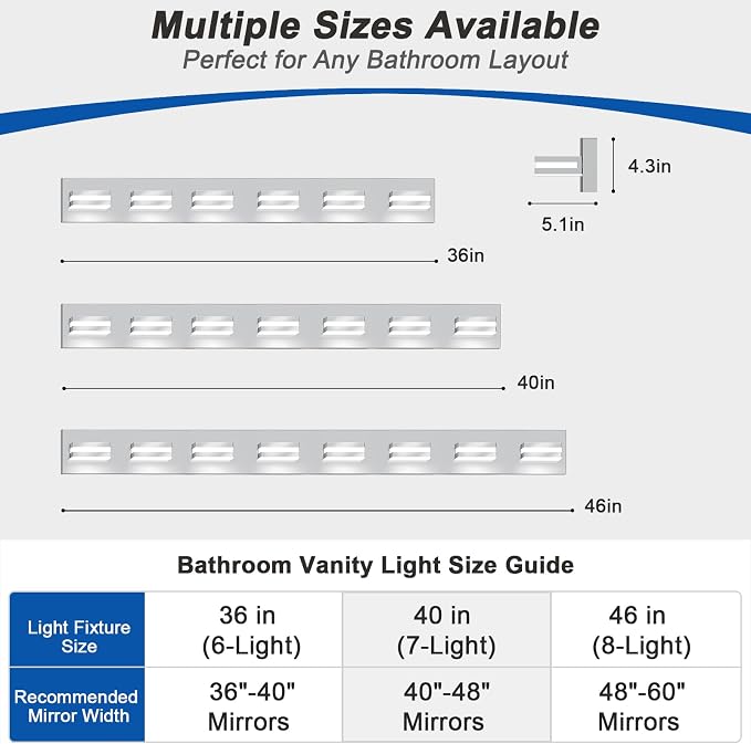 IZORRO LED Modern Bathroom Lights Fixtures, Chrome Acrylic Wall Lighting - Image 3