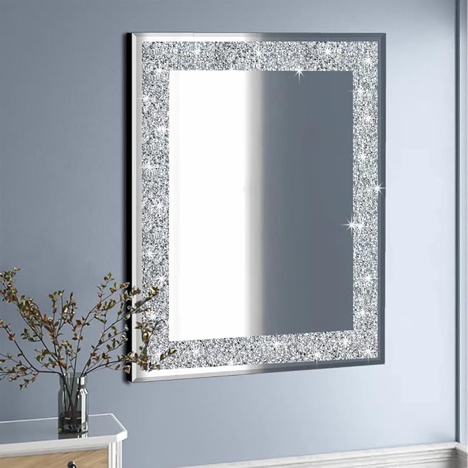 QMDECOR Crystal Crush Diamond Rectangle Silver Mirror - Image 5