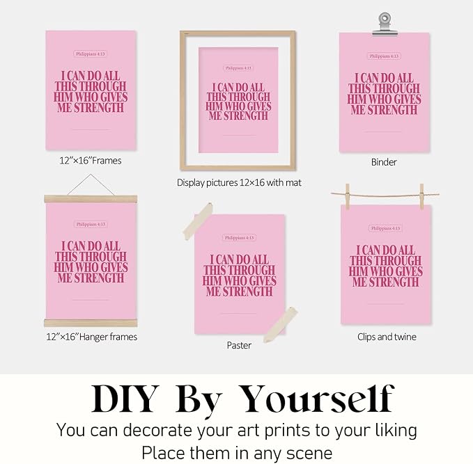 Locomiss Pink Christian Wall Art Decor Posters, Modern Bible Verse Prints - Image 7