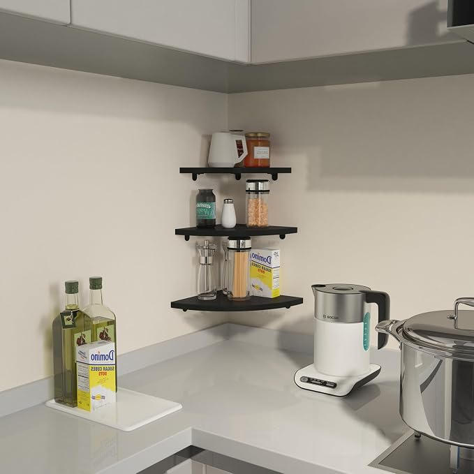 HORLIMER Floating Corner Shelf Wall Mount, Living Room - Image 2