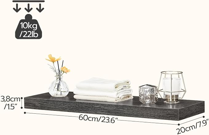 HOOBRO Floating Shelves for Wall, Wall Mounted Shelf Set of 2, 23.6" Hanging - Image 3