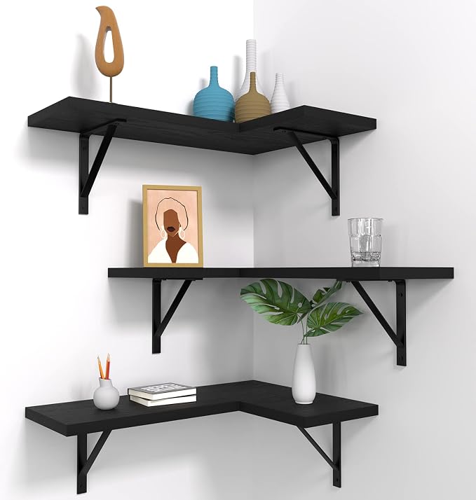 NATURE'S SOURCE Corner Floating Shelves, Corner Shelf Wall Mounted, Shelves by NATURESSOURCE