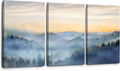 Wall Decor for Bedroom 3 Panel Sunrise Misty Forest Print Picture Paintings by YJYart