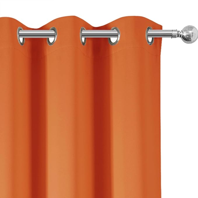 LEMOMO Orange Blackout Curtains 42 x 54 Inch Length Set of 2 Panels Grommet - Image 7