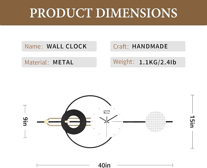 Large Wall Clock for Living Room, Modern Decorative Silent Battery Operated - Image 3