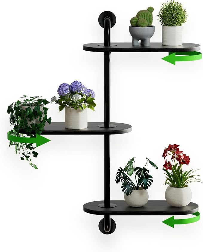 Rotating Window Plant Shelves 3-Tier, Wooden Window Shelf - Image 8