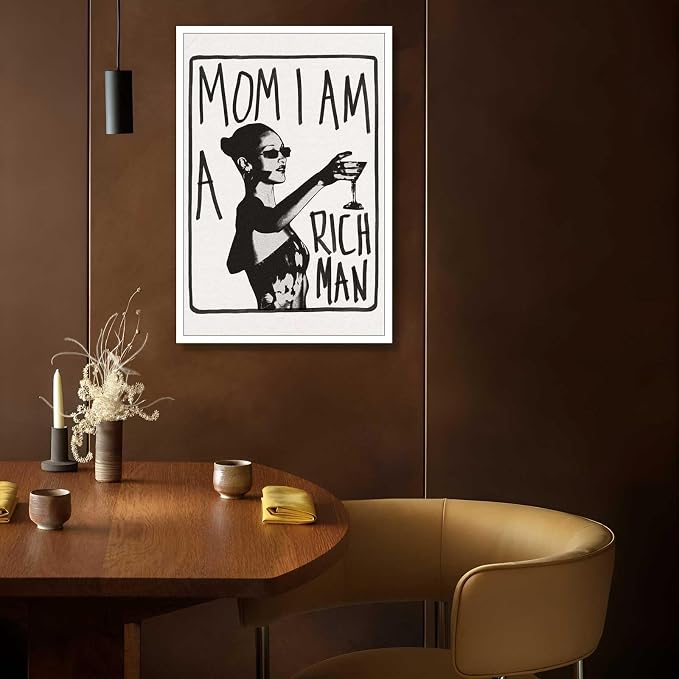 Liyark Mom I Am A Rich Man Aesthetic Retro Music Goblet Poster Feminist canvas - Image 7