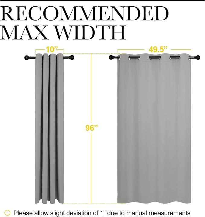 NICETOWN Silver Grey Room Darkening Curtain Panels 96" Long - Image 7