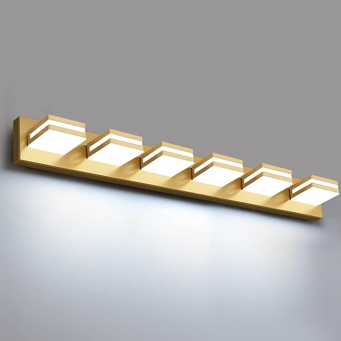 IZORRO LED Modern Bathroom Lights Fixtures, Brushed Glod Acrylic Wall Lighting by IZORRO